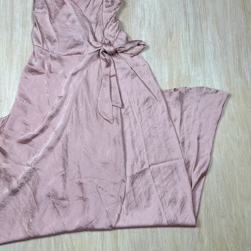 Band of Gypsies Pink Blush Faux Wrap Satin Spaghetti Strap Elegant Dress Small - Picture 3 of 14